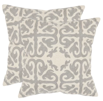 Moroccan Pillow (Set Of 2) - Light Grey - 18" X 18" - Safavieh 3 Moroccan Pillow (Set Of 2) - Light Grey - 18" X 18" - Safavieh