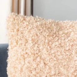 Kalista Shag Pillow - Beige - 20" X 20" - Safavieh -Safavieh GUEST 1610703d 9604 4710 9fd1 c8da48b16fd5