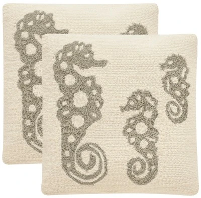 Tropical Oreas Pillow (Set Of 2) - White/Grey - 20" X 20" - Safavieh 3 Tropical Oreas Pillow (Set Of 2) - White/Grey - 20" X 20" - Safavieh