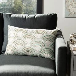 Kadri Pillow - Beige/Teal/Gold - 12" X 20" - Safavieh