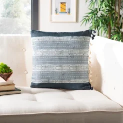 Linney Pillow - Deep Blue/Grey - 16" X 16" - Safavieh 8 Linney Pillow - Deep Blue/Grey - 16" X 16" - Safavieh -Safavieh GUEST 3f1aef65 93a8 4181 a746 e05203d2429f