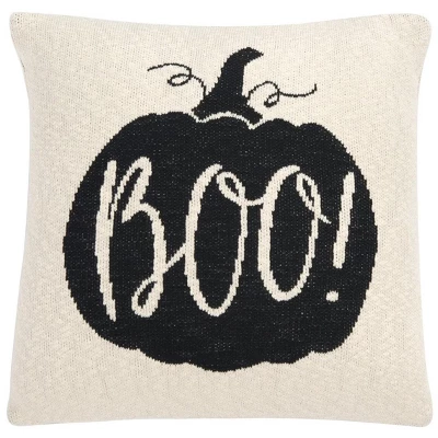 Boo Pillow - Natural/Black - 20"x20'' - Safavieh 3 Boo Pillow - Natural/Black - 20"x20'' - Safavieh