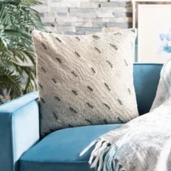 Silver Mint Sparkles Pillow - Beige/Green - 20" X 20" - Safavieh