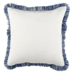 Kayden Pillow - Blue/Cream - 16" X 16" - Safavieh -Safavieh GUEST 808a7558 5b1b 41c1 9034 9fc41c0110d6