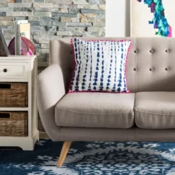 Atalia Pillow - Pink/Cream/Navy - 16" X 16" - Safavieh