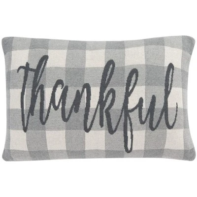 Be Thankful Pillow - Dark Grey/Lightt Grey/Natural - 16"x24'' - Safavieh 3 Be Thankful Pillow - Dark Grey/Lightt Grey/Natural - 16"x24'' - Safavieh