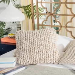 All Over Braid Pillow - Natural Taupe Blend - 20" X 20" - Safavieh -Safavieh GUEST b76f4482 bb8c 41c9 8a1e e4b743986aa3