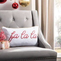 Fa La La Pillow - Ivory/Red - 12" X 20" - Safavieh -Safavieh GUEST c537df59 6177 4f94 b413 872bfbfa7d82
