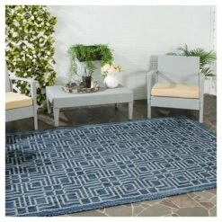 Poissy Outdoor Rug Navy/Gray - Safavieh -Safavieh GUEST cd3ba886 0817 4396 b466 49a3e256542f