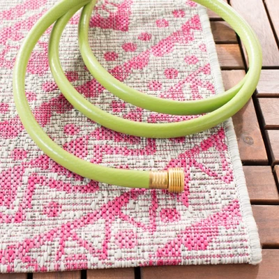 Courtyard CYH8734 Power Loomed Indoor/Outdoor Area Rug - Light Grey/Fuchsia - 5'3" X 7'6" - Safavieh. 3 Courtyard CYH8734 Power Loomed Indoor/Outdoor Area Rug - Light Grey/Fuchsia - 5'3" X 7'6" - Safavieh.