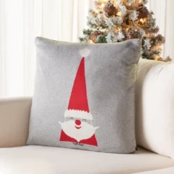 Sugarplum Elf Pillow - Grey/Red - 18"x18" - Safavieh -Safavieh GUEST d0a6b600 1115 46f4 b29f 5916f8e5e70a