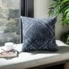 Mallory Pillow - Deep Blue/White - 16" X 16" - Safavieh -Safavieh GUEST d86ec9a1 830e 4582 a695 88b57164ceee