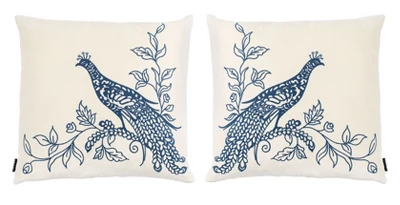 Loving Pair Pillow (Set Of 2) - Beige/Blue - 20" X 20" - Safavieh 5 Loving Pair Pillow (Set Of 2) - Beige/Blue - 20" X 20" - Safavieh - Image 3