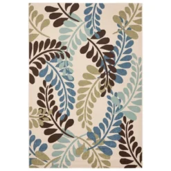 Nathan Indoor/Outdoor Rug Cream/Aqua - Safavieh -Safavieh GUEST f9344c5e dcc2 43b1 be84 4c8ede905222